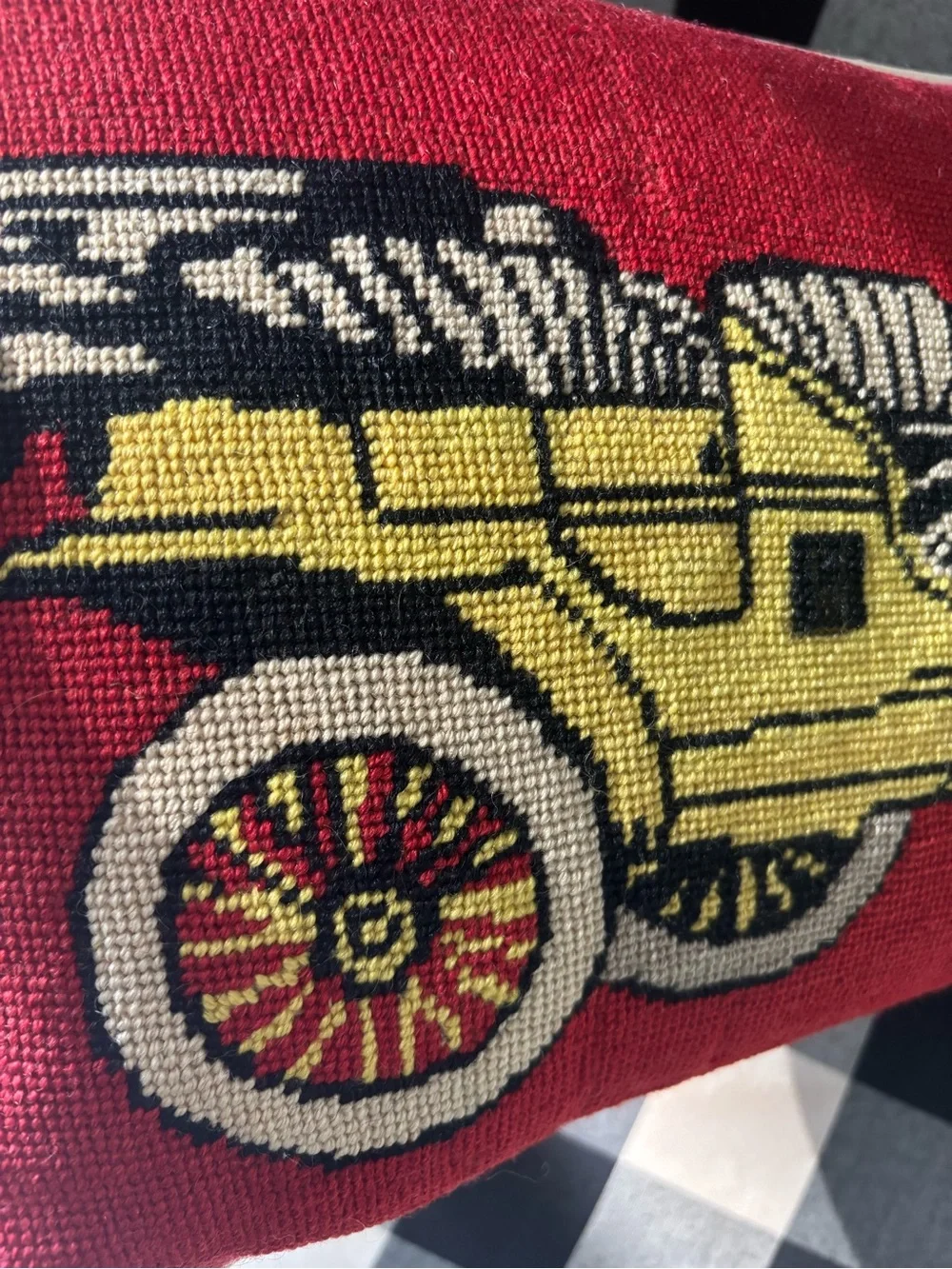 Vintage Car Needlepoint Lumbar Pillow